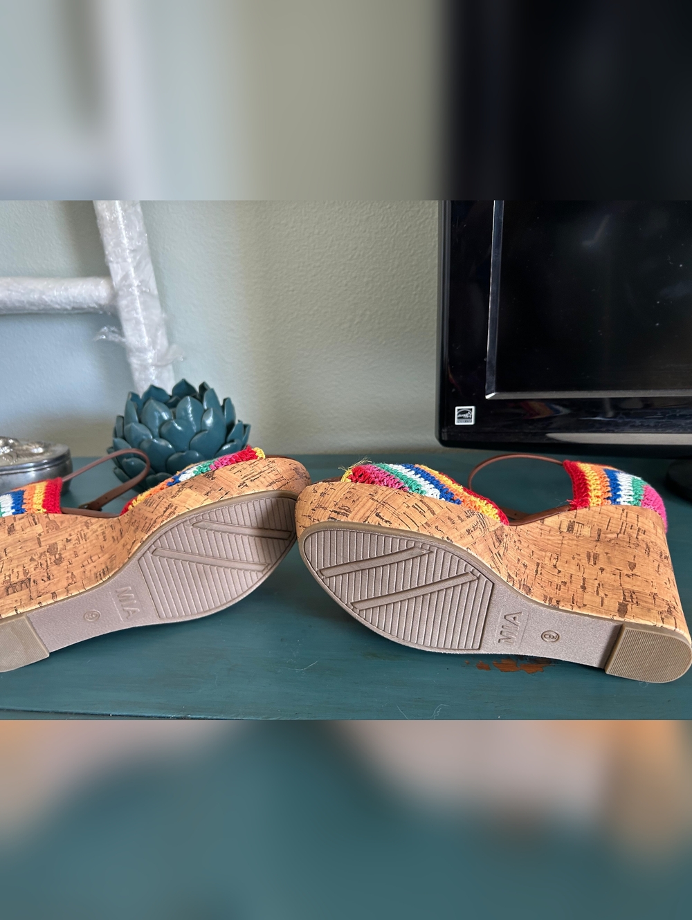 MIA Rainbow Crochet Cork Wedge Sandals - Multicolor - Picture 10 of 10
